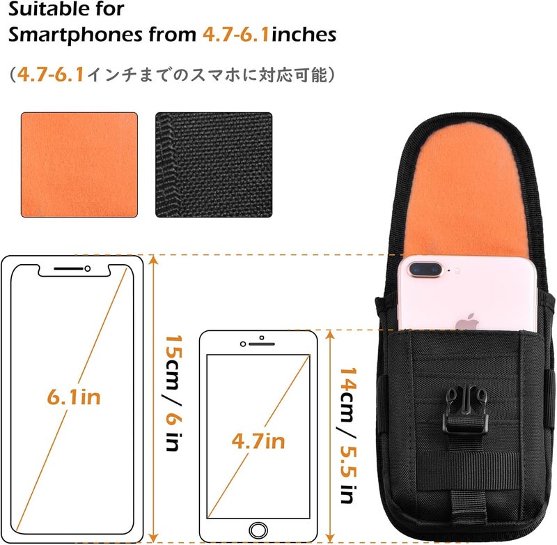 TRIWONDER Tactical Phone Pouch Molle, Smartphone Holster Bag EDC Utility Cellphone Lock Card Holder Organizer Fit for Waist Belt Case - Image 5